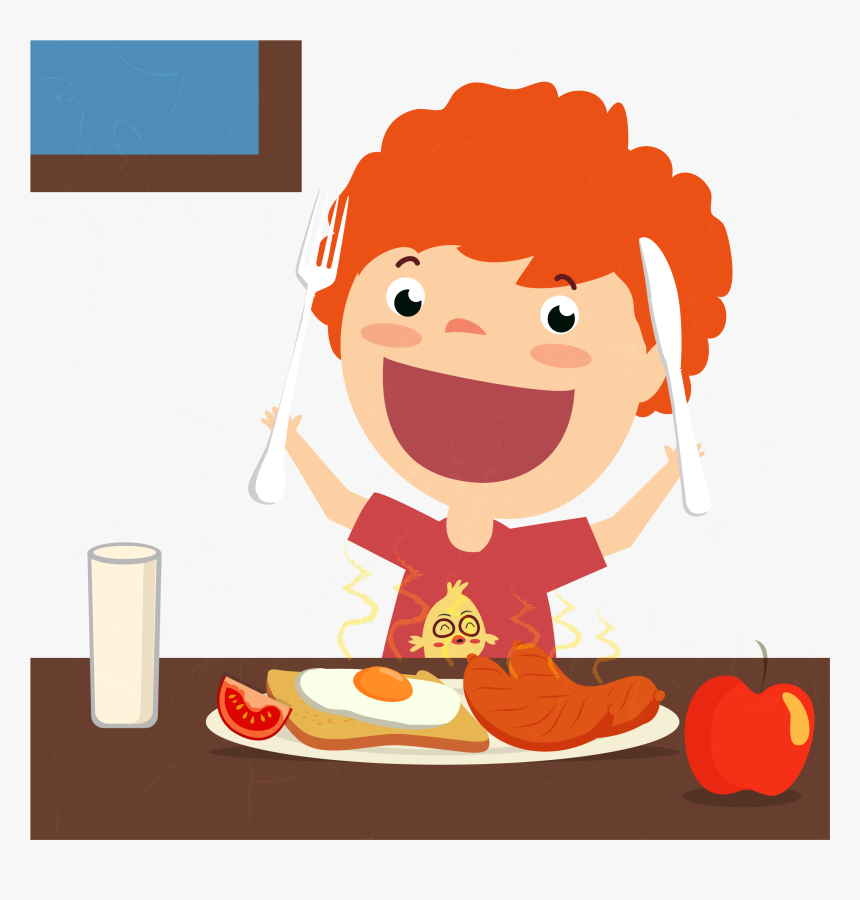 Clip Art Cartoon Breakfast Foods Cartoon Eating Breakfast Png Transparent Png Kindpng