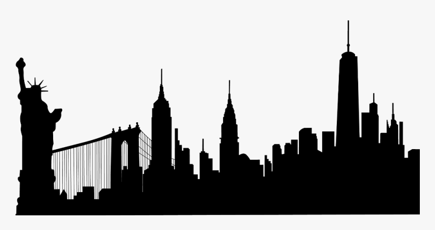 #newyork #statueofliberty #buildings #silhouette - New York Skyline Silhouette Painting, HD Png Download, Free Download