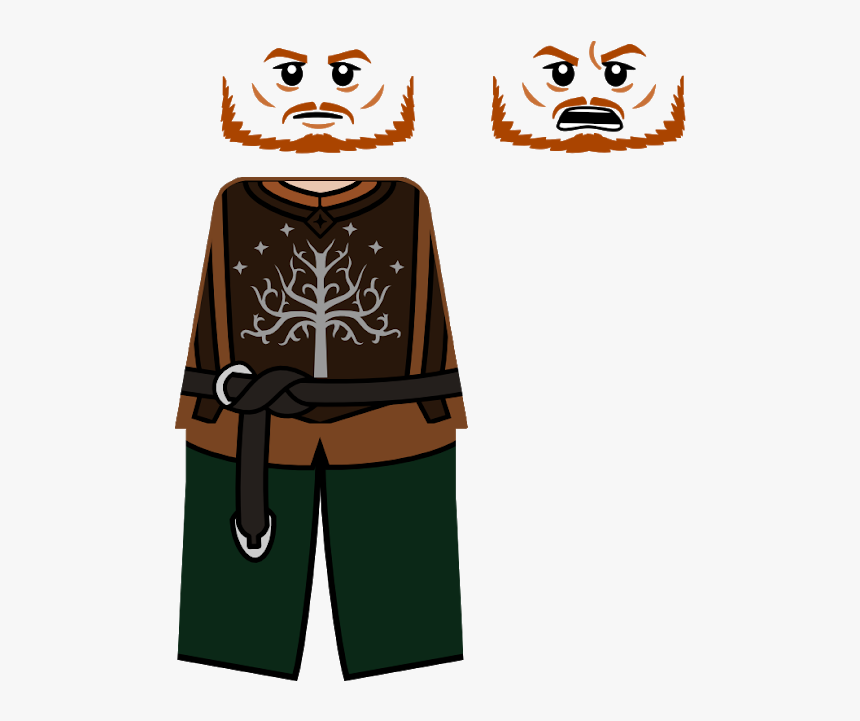 Faramir - Lotr - Real - Face2 - Clear - Lego Lord Of The Rings Decals, HD Png Download, Free Download