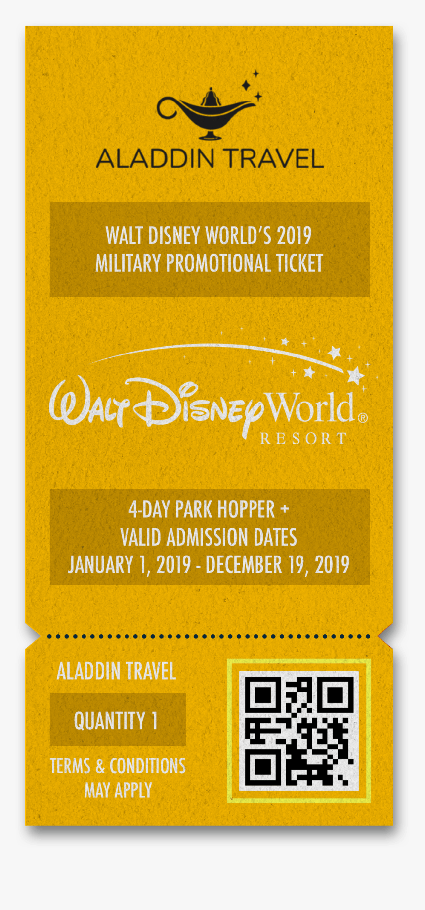 Aladdintravel Ticket Disneyworld 4dayplus-min, HD Png Download, Free Download