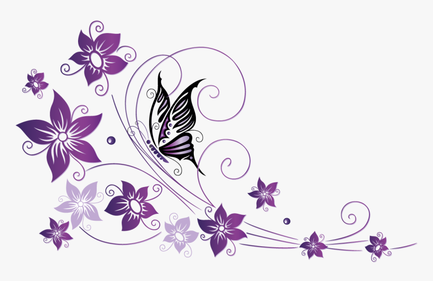 Butterfly Net Violet Tendril Flower - Flowers And Butterflies Vector, HD Png Download, Free Download