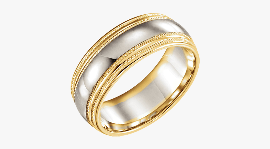 14k Two Tone Gold Wedding Band - Two Tone Wedding Ring Designs, HD Png Download, Free Download