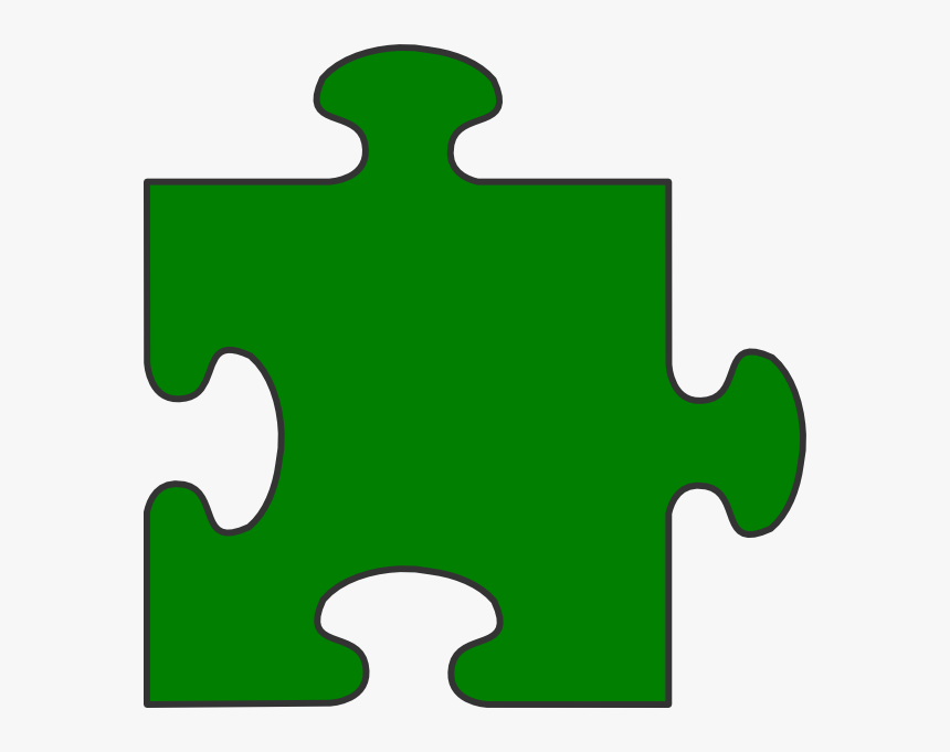 Blue Border Puzzle Piece Top-green Fill - Green Autism Puzzle Piece, HD Png Download, Free Download