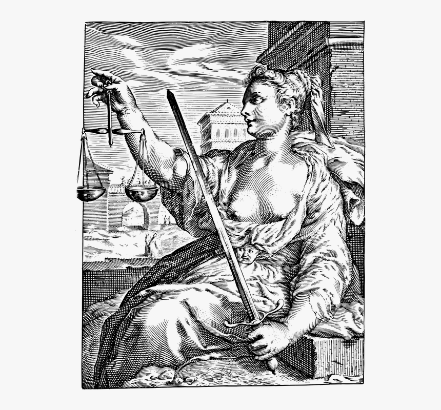 Lady Justice, Justice, Line Art, Vintage, Judicial, - Justitia Rechtvaardigheid, HD Png Download, Free Download