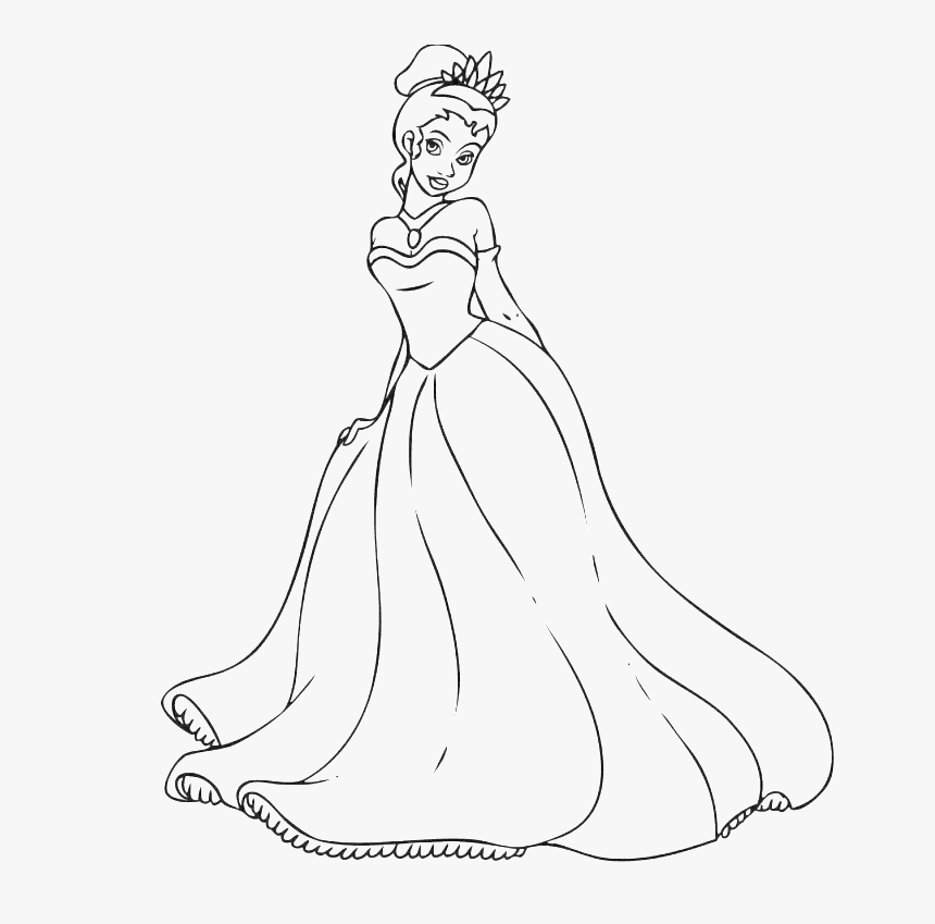 Princess Tiana Coloring Pages - Easy Drawing Of Princess, HD Png Download, Free Download