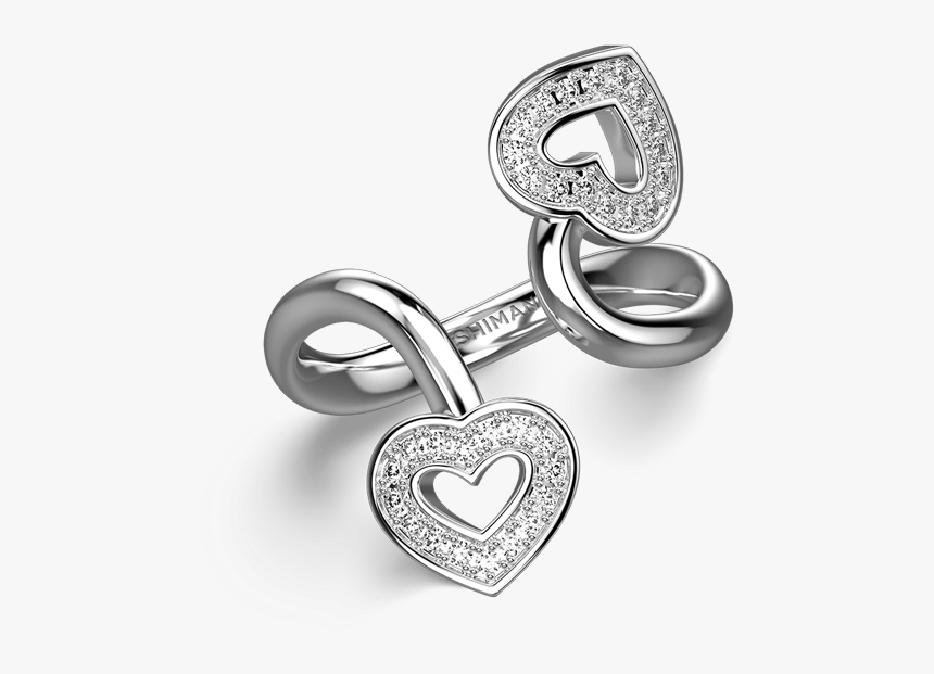 Two Hearts Twisted Pave Ring 18k White Gold - Heart, HD Png Download, Free Download
