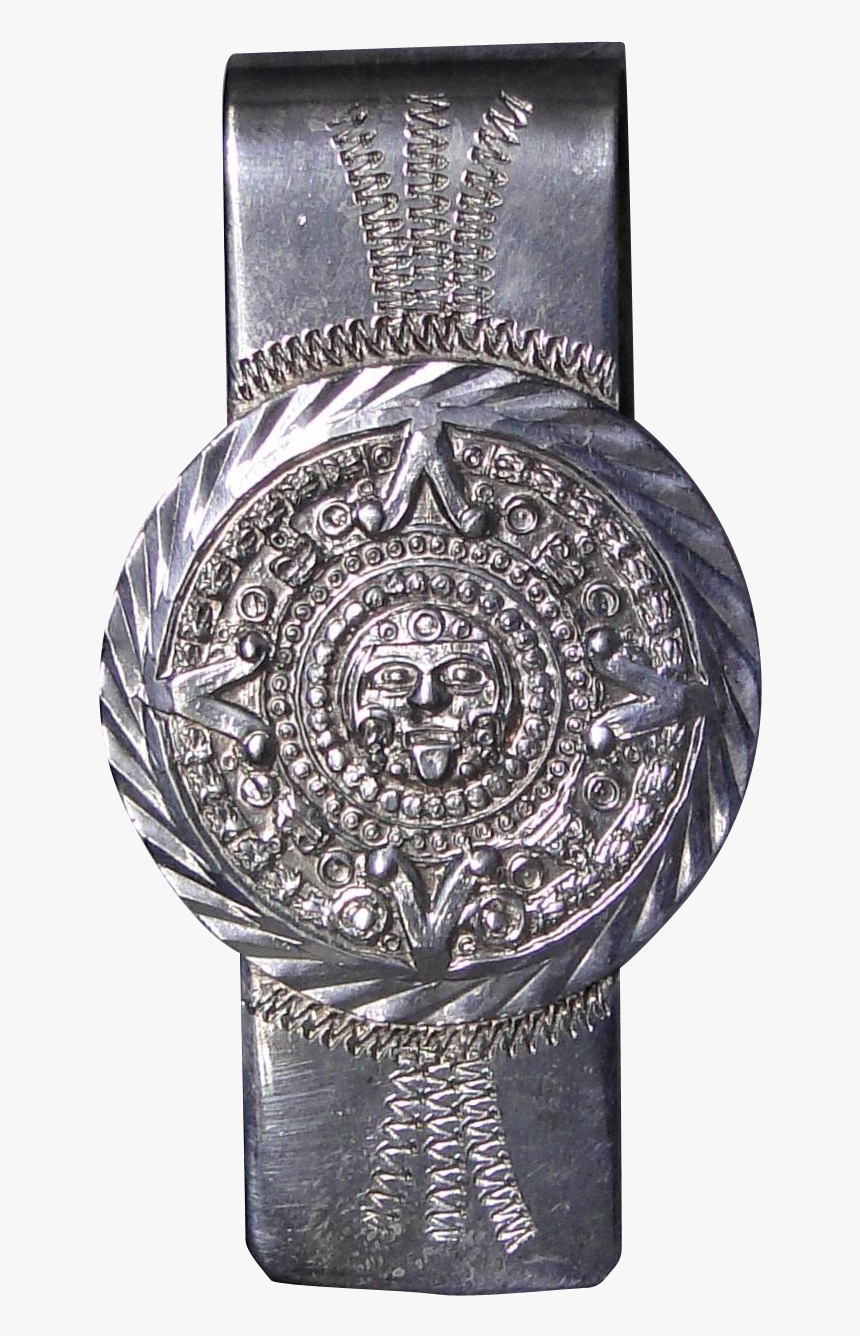 Sterling Silver Money Clip From Mexico With Aztec Calendar - Christian Cross, HD Png Download, Free Download
