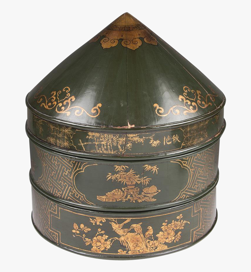 Green Lacquered Wooden Chinoiserie Chinese Hat Box - Antique, HD Png Download, Free Download