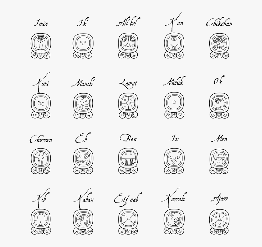 Easy Mayan Calendar , Transparent Cartoons - Printable Glyphs Mayan Calendar, HD Png Download, Free Download