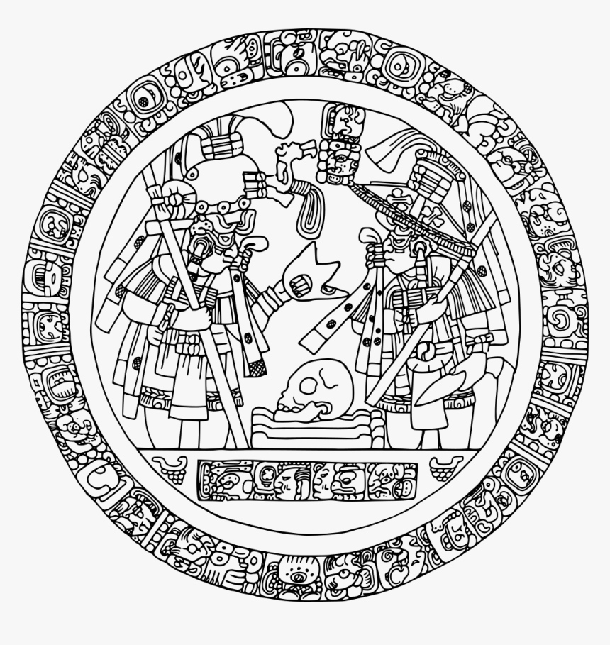 Maya Civilization Mayan Calendar Maya Peoples Coloring - Mayan Art Black And White, HD Png Download, Free Download