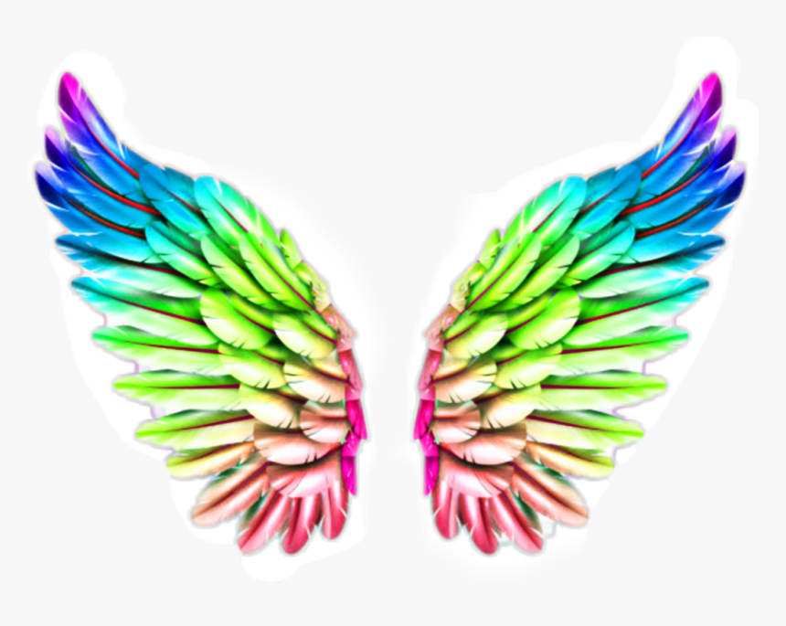 #wings #rainbow #unicorn #rainbowwings #wingsrainbow - Colorful Angel Wings Png, Transparent Png, Free Download