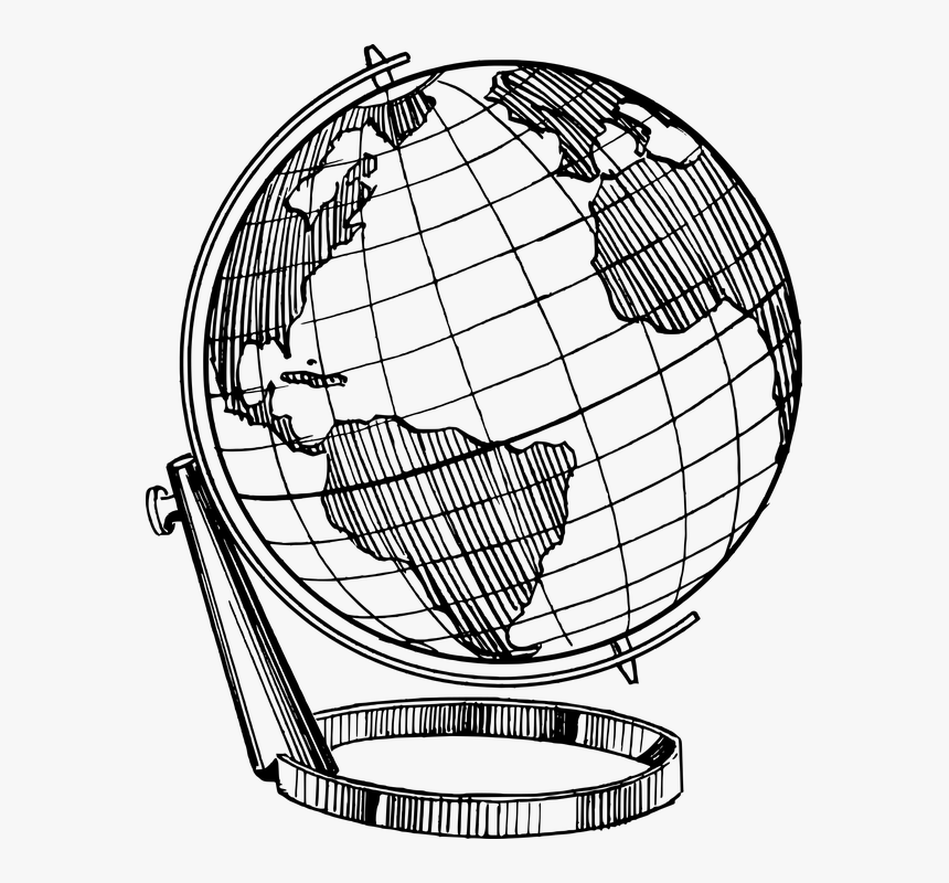 Continent Country Earth Globe Map Model Planet - Globe Drawing Png, Transparent Png, Free Download