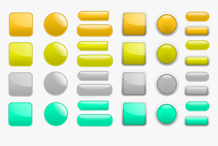 Button Icon Oblong Square Round Yellow Grey - Circle, HD Png Download, Free Download