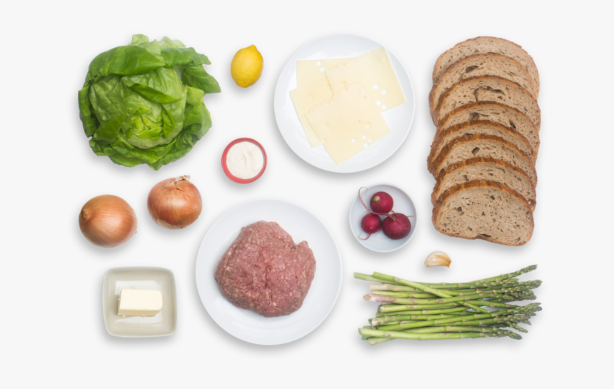 Swiss Cheese & Caramelized Onion Patty Melts With Asparagus, - Sliced Bread, HD Png Download, Free Download