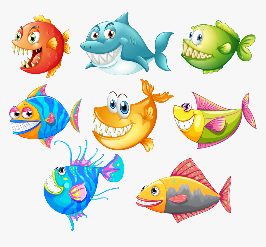 Cute Shark Fish Cartoon Vector Seabed Creative Clipart - Cartoon Drawing Fish Png, Transparent Png, Free Download