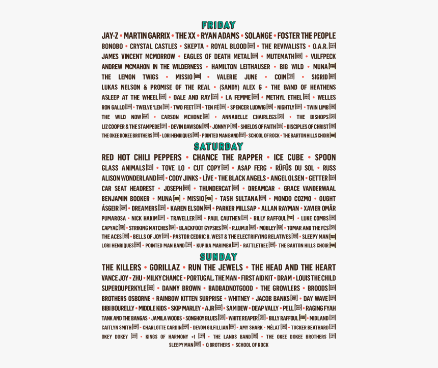 Acl Lineup Oct 6, HD Png Download, Free Download