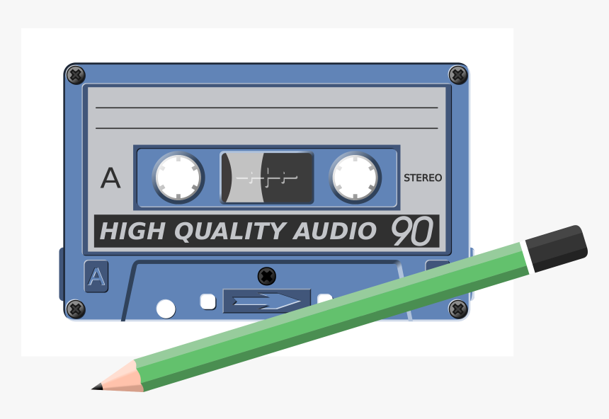 Audio-cassette With Pen Clip Arts - Audio Cassette And Pen, HD Png Download, Free Download