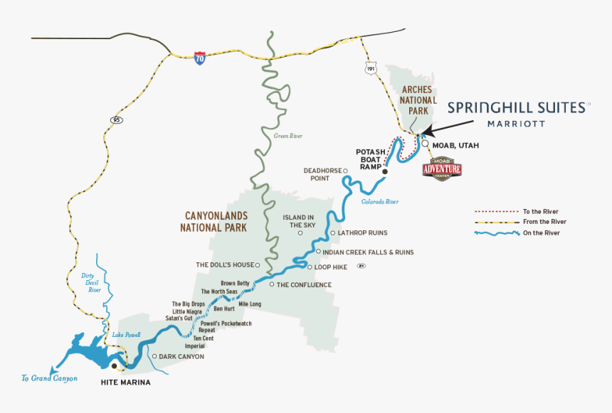 Cataract Canyon Travel Route - Map, HD Png Download, Free Download