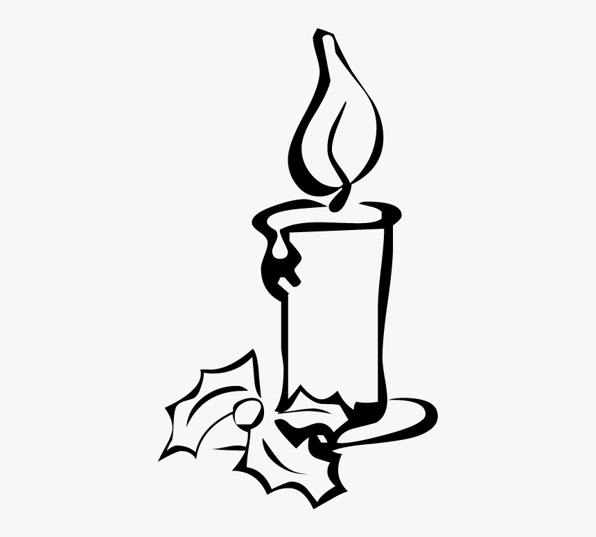 Christmas Candle - Candle Black And White Transparent, HD Png Download, Free Download