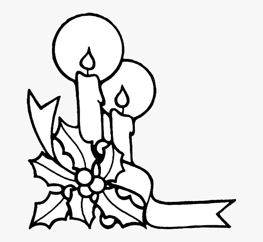 Christmas Candles Coloring Pages 2 - Christmas Candle Images To Colour, HD Png Download, Free Download