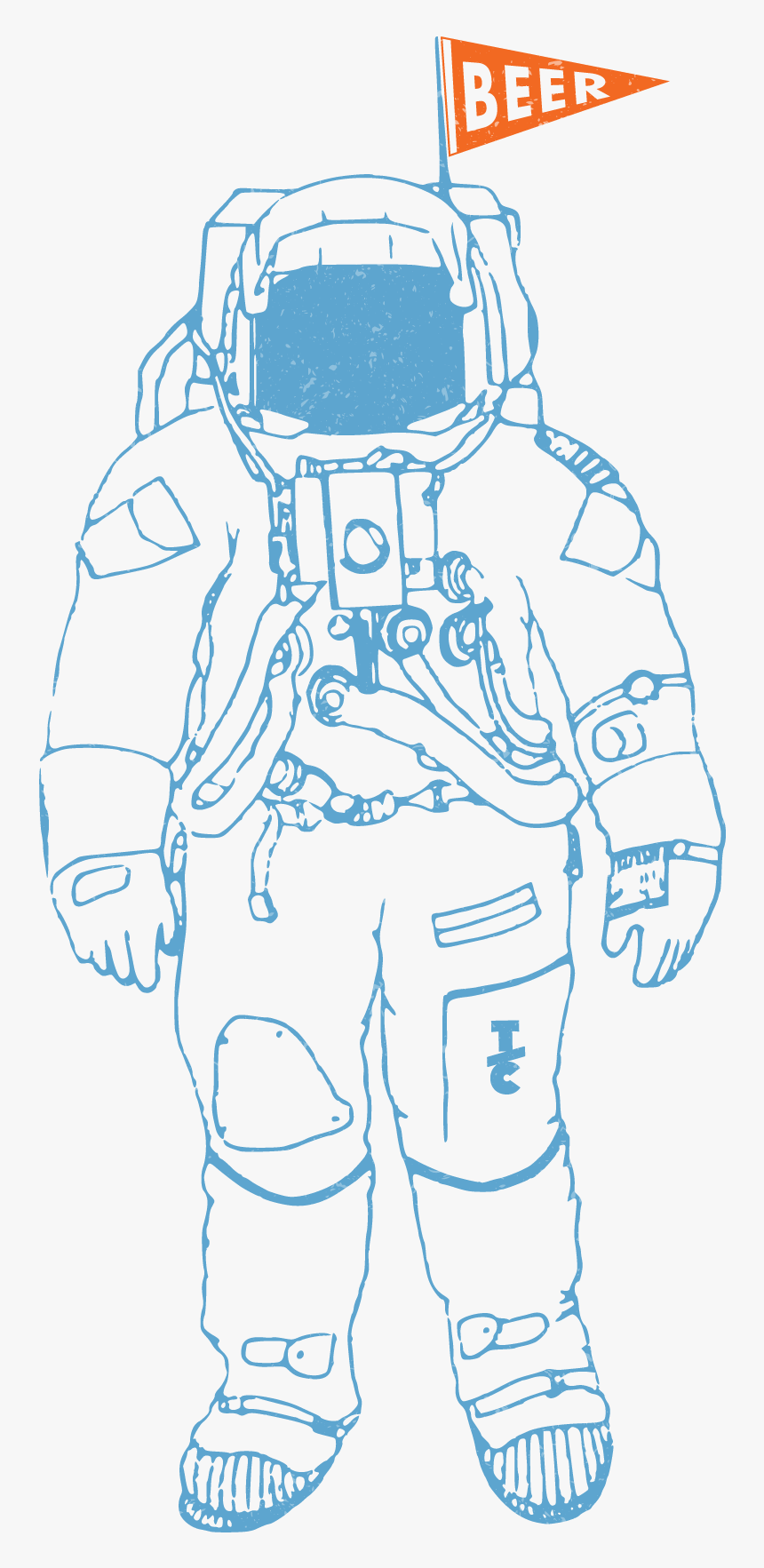 Astronaut With Beer Flag - Drawing, HD Png Download, Free Download