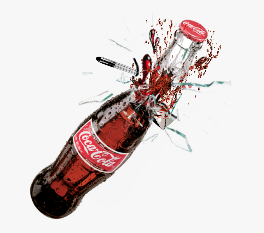 Ftestickers Glass Broken Splash Bullet Cocacola Sticker - Broken Coca Cola Bottle, HD Png Download, Free Download