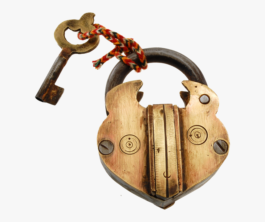 Brass Simple Hidden Key Hole Puzzle Lock - Lock And Key, HD Png Download, Free Download