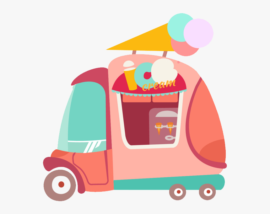 卡通粉色冰淇淋车- Ice Cream Van - 冰淇淋 車 卡通, HD Png Download, Free Download