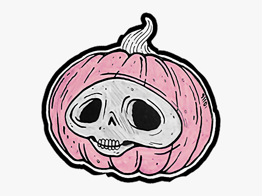 #halloween #october #spooky #scary #autumn #skull #pumpkin - Pink Drawing On Pumpkin, HD Png Download, Free Download