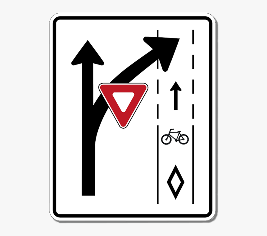 Turning Vehicles Yield To Bikes Sign, HD Png Download, Free Download