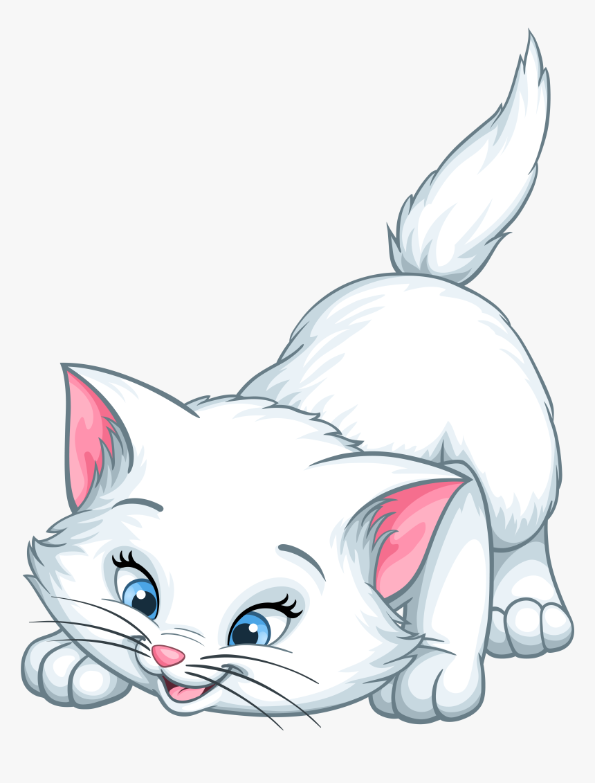 White Kitten Cartoon Png Clip Art Image - White Kitten Clipart, Transparent Png, Free Download