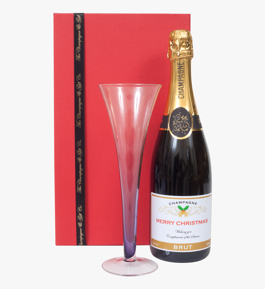 Christmas Personalised Champagne And Flute Gift - Champagne, HD Png Download, Free Download