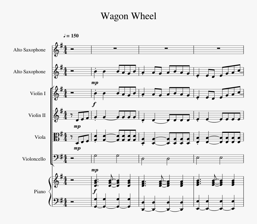 Wagon Wheel Saxophone Sheet Music, HD Png Download, Free Download