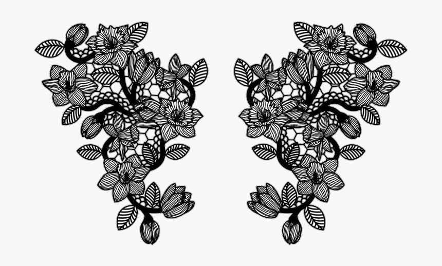 #lace #black #design #flowers #cute #pretty #blacklace - Line Art, HD Png Download, Free Download