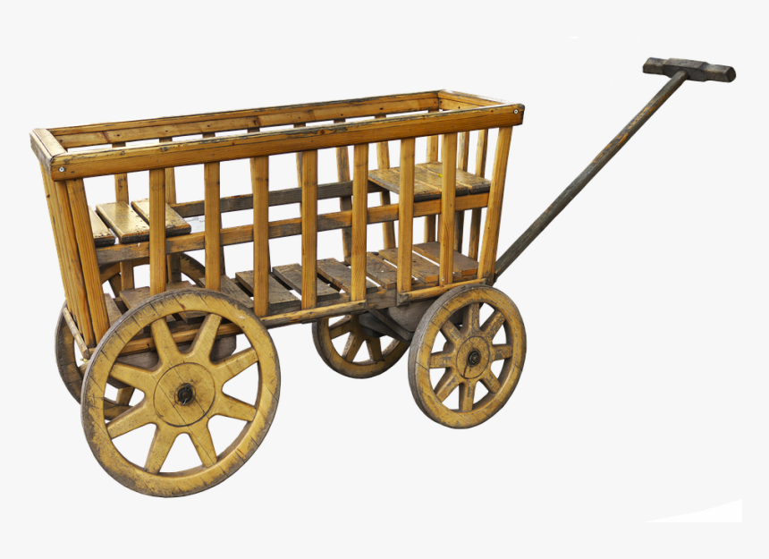 Cart, Handcart, Stroller, Wood Car, Wooden Cart, Towbar - Wood Stroller, HD Png Download, Free Download