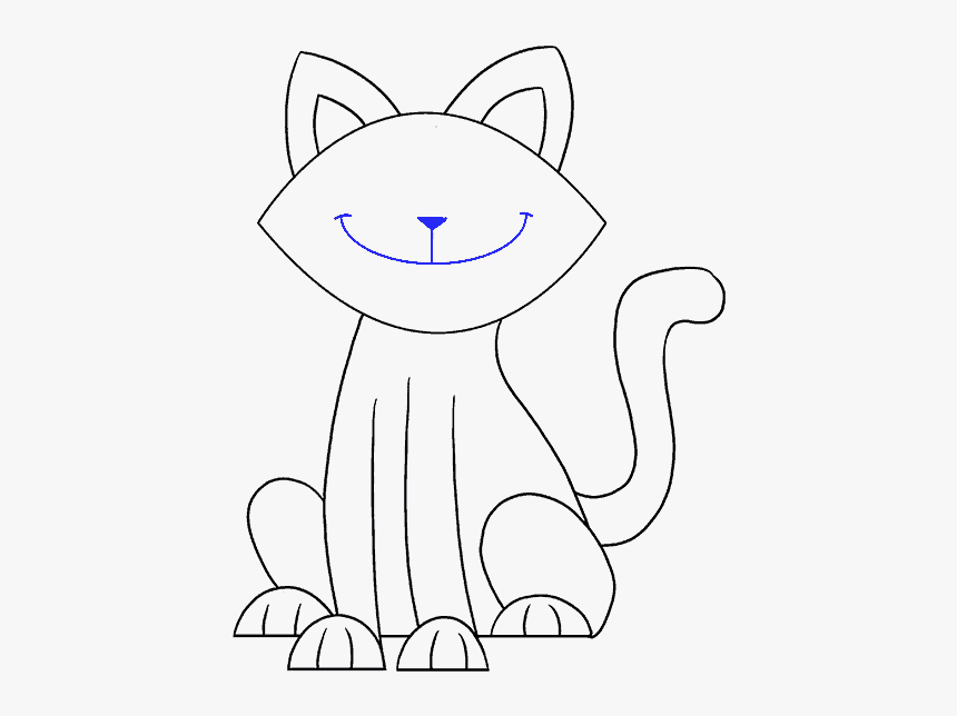 How To Draw A Simple Cat Easy Drawing Guides - Drawing Image Of A Smiling Cat, HD Png Download, Free Download