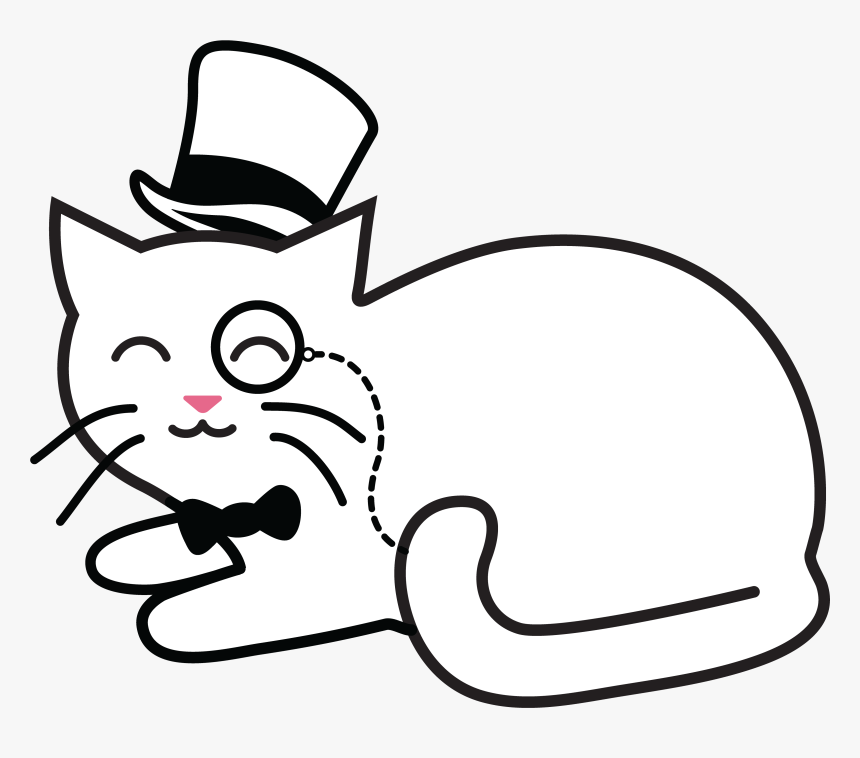 Fancy Cat Sticker - Fancy Cat Cartoon, HD Png Download, Free Download