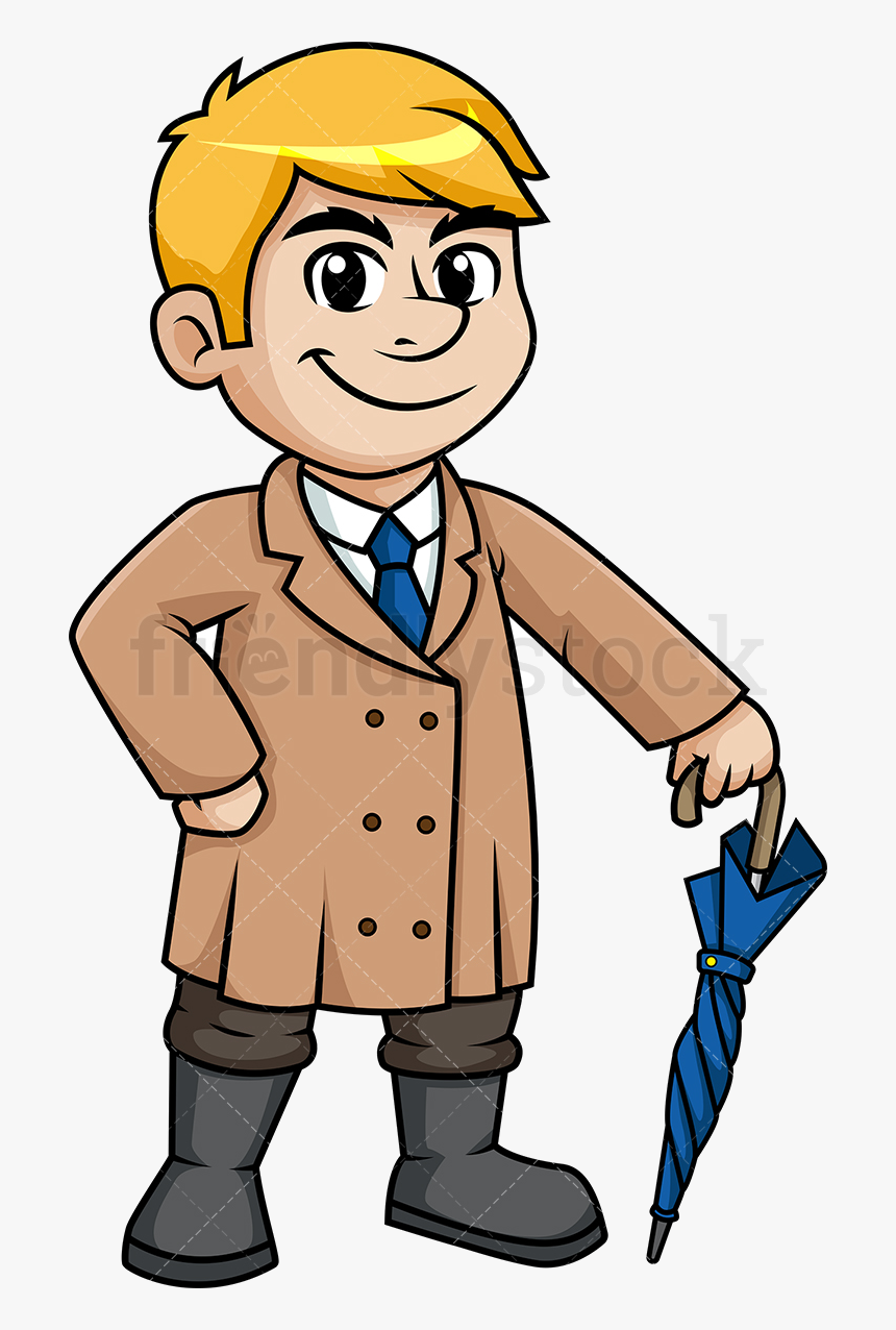 Coat Man Wearing Trench In The Winter Cartoon Clipart - Man In Coat Clipart, HD Png Download, Free Download
