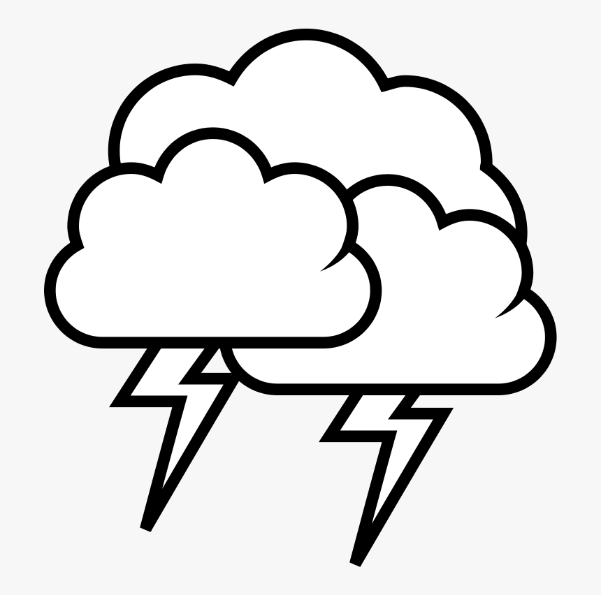 Thunderstorm, Cloud, Rain, Storm, Thunder, Weather - Lightning Clipart Black And White, HD Png Download, Free Download