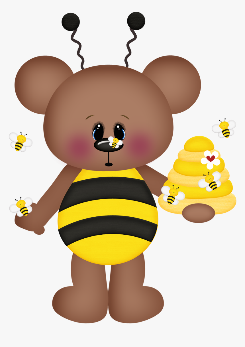 Clipart Love Honey Bee - Animated Bears And Beehive, HD Png Download, Free Download