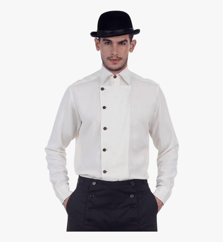 Off White Side Button Steampunk Shirt - Side Button Mens Shirt, HD Png Download, Free Download
