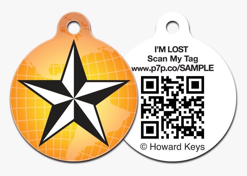 Qr Code Pet Id Tag With An Orange Nautical Star Design - Five Pointed Star Vector, HD Png Download, Free Download