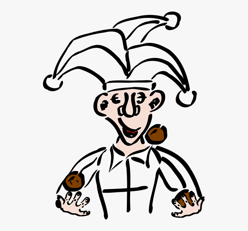 Joker Juggling Hat White Smile Bells - Medieval Times Cartoon Art, HD Png Download, Free Download