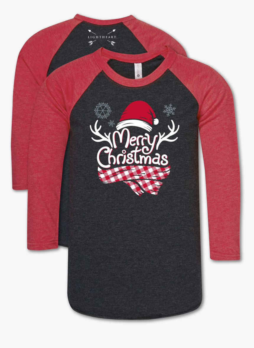 Lightheart Merry Christmas Scarf Baseball Tee - Long-sleeved T-shirt, HD Png Download, Free Download