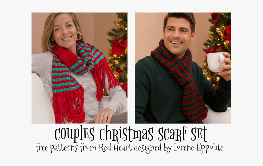 Couples Christmas Scarf Set Free Patterns From Red - Christmas Eve, HD Png Download, Free Download