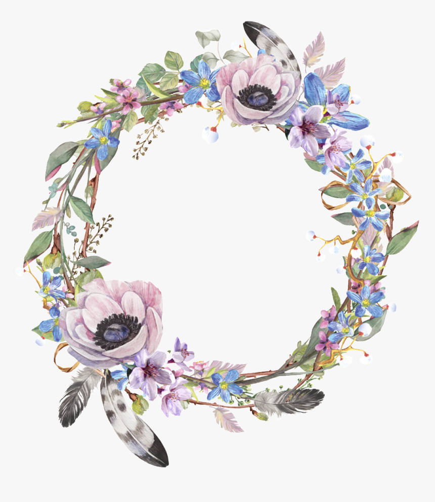 Flowery Flower Round Border Cartoon Transparent Material - Transparent Background Floral Border Round, HD Png Download, Free Download