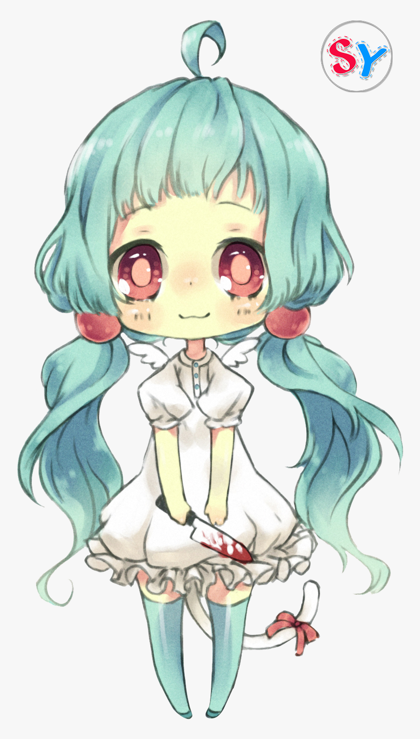 Anime Chibi Girl With Blue Hair, HD Png Download, Free Download