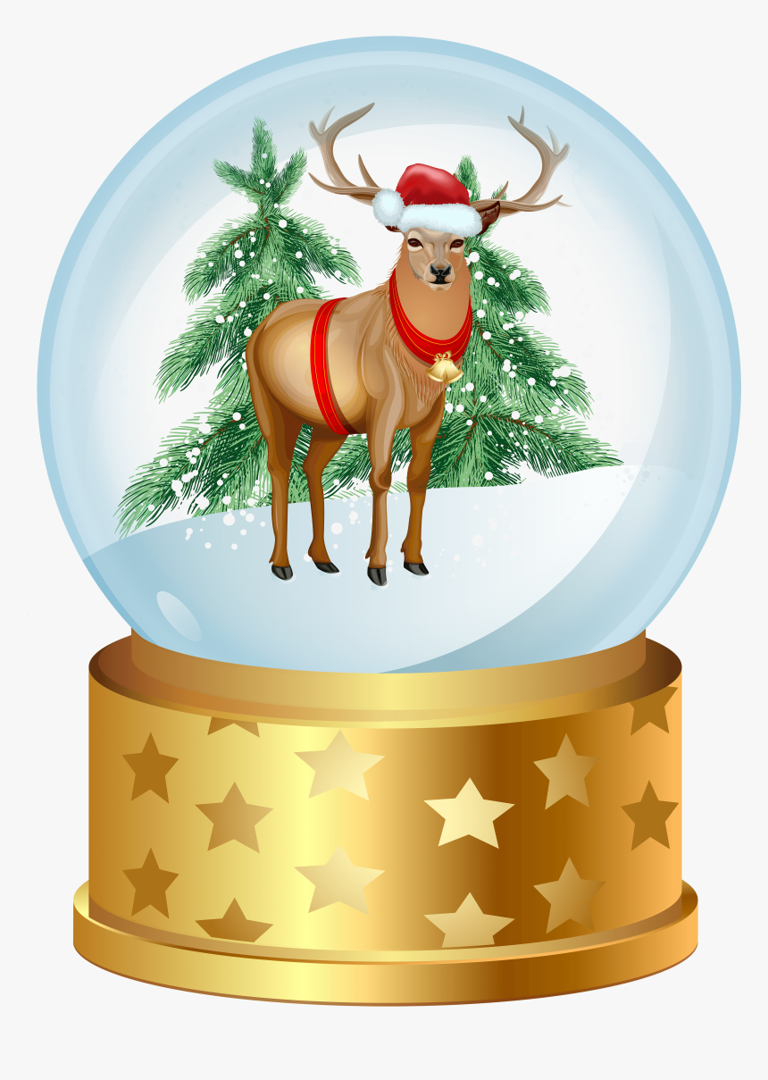 Christmas Deer Snow Globe Png Clip Art Image - Christmas Snowglobe Clip Art, Transparent Png, Free Download