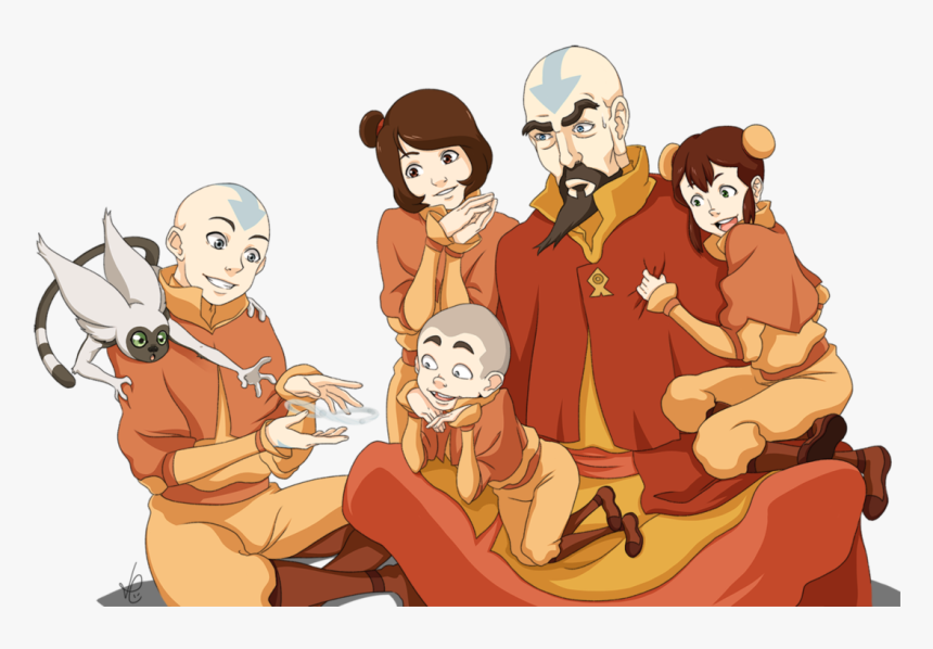 Aang Sokka Katara Korra Iroh People Cartoon Mammal - Aang Grandchildren, HD Png Download, Free Download