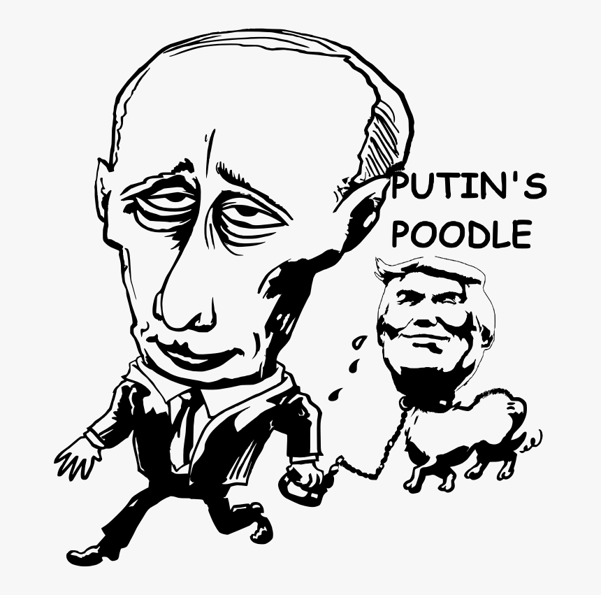 Trump Putin"s Poodle - Cartoon Image Putin With Trump Black And White, HD Png Download, Free Download